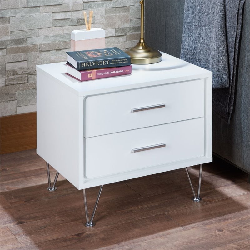 Acme Deoss 2 Drawer Nightstand In White 97332