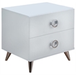 ACME Elms Wooden Rectangular 2-Drawer Nightstand with Ring Pull Handles in White
