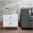 ACME Elms Wooden Rectangular 2-Drawer Nightstand with Ring Pull Handles in White