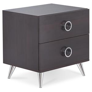 ACME Elms Wooden 2-Drawer Nightstand with Ring Pull Handles in Espresso