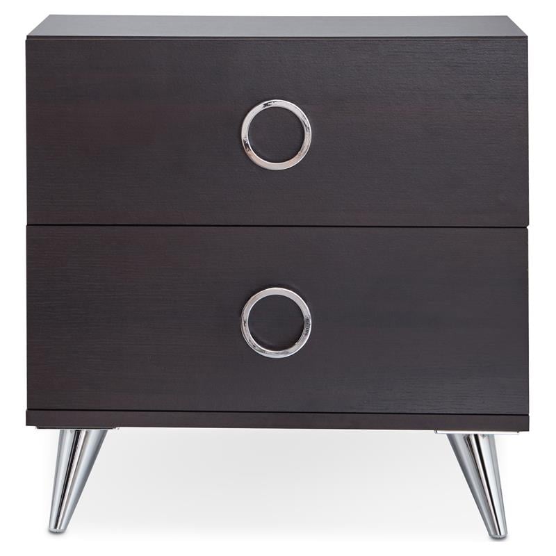 ACME Elms Wooden 2-Drawer Nightstand with Ring Pull Handles in Espresso