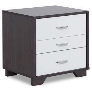 ACME Eloy Wooden Nightstand with 3 Drawers and Wooden Frame in White and Black