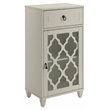 ACME Ceara Wooden Accent Table with Storage Drawer and Glass Door in White