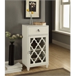 ACME Ceara Wooden Accent Table with Storage Drawer and Glass Door in White