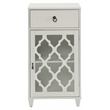 ACME Ceara Wooden Accent Table with Storage Drawer and Glass Door in White