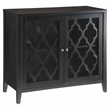 ACME Ceara Storage Wooden Console Table with 2 Glass Doors in Black