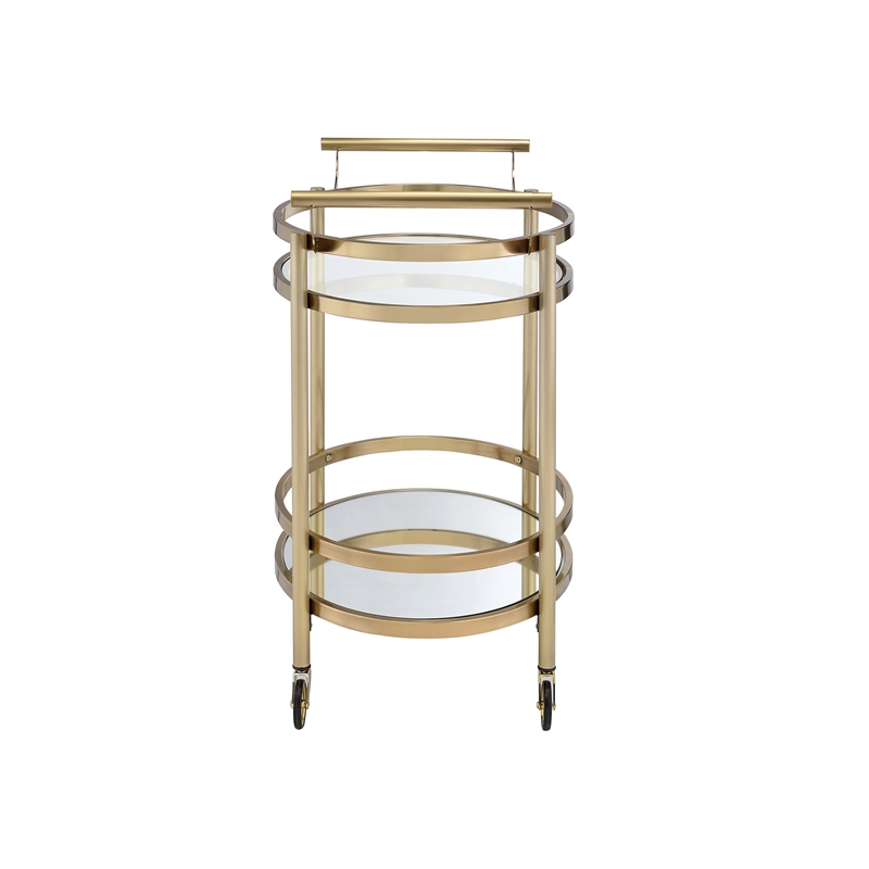 ACME Lakelyn Metal Frame Serving Cart with Bottom Shelf in Glass and Bronze