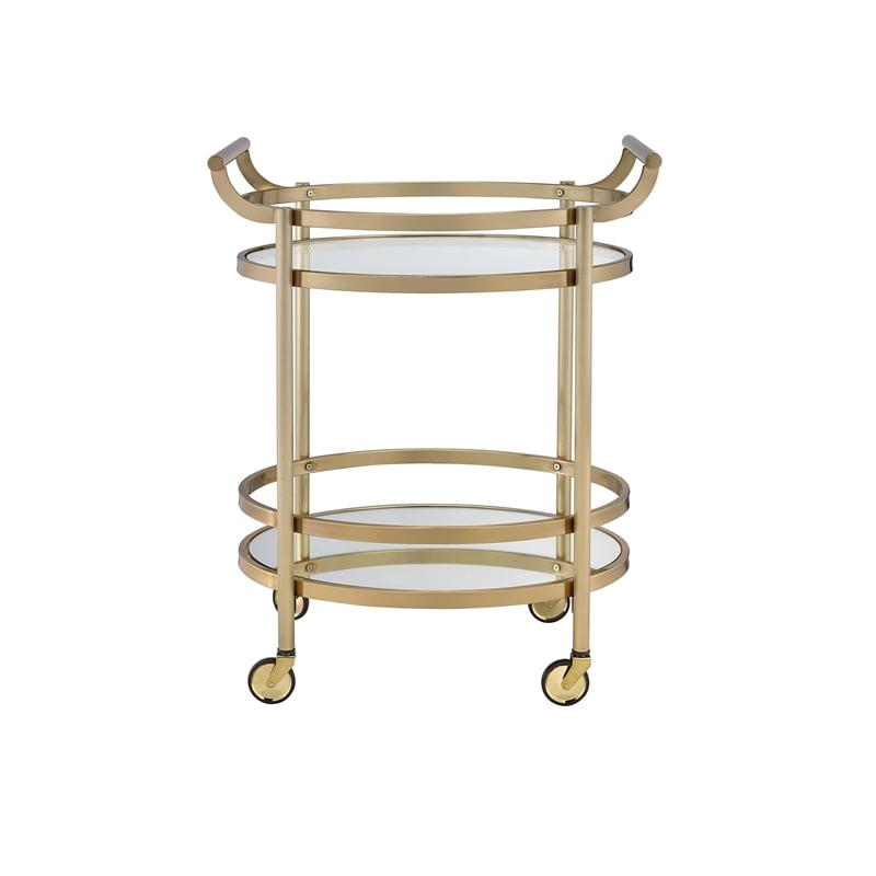 ACME Lakelyn Serving Cart in Clear Glass and Black Nickel