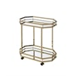 ACME Lacole Metal Frame Serving Cart with Bottom Shelf in Gold and Mirrored
