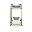 ACME Lacole Metal Frame Serving Cart with Bottom Shelf in Gold and Mirrored