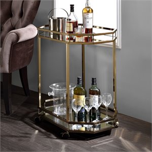 acme lacole serving cart in mirror and champagne