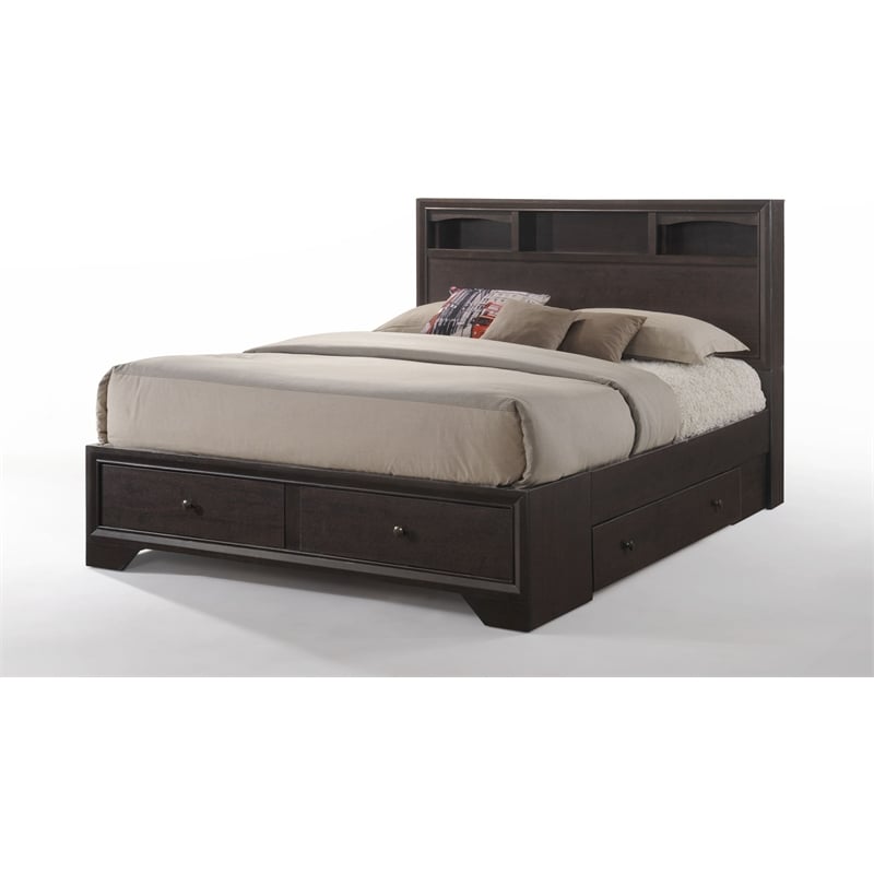 ACME Madison II Wood King Platform Bed with Storage in Espresso
