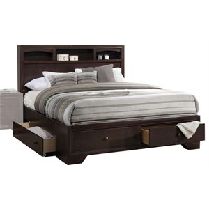 ACME Madison II Wood King Platform Bed with Storage in Espresso