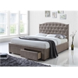 ACME Denise Upholstered King Storage Panel Bed in Brown Mink Fabric