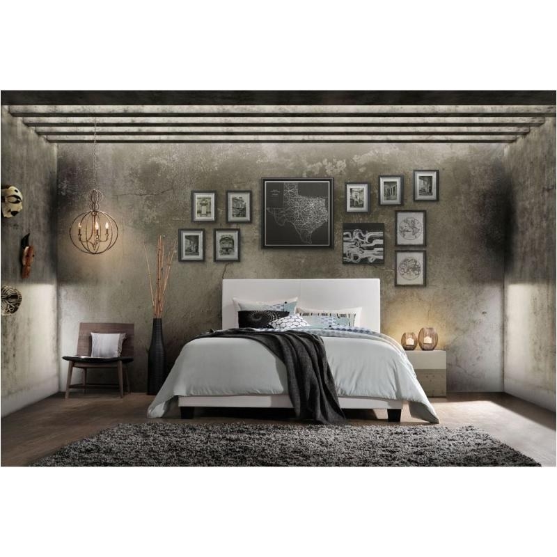 ACME Lien Faux Leather Upholstered Queen Panel Bed in White