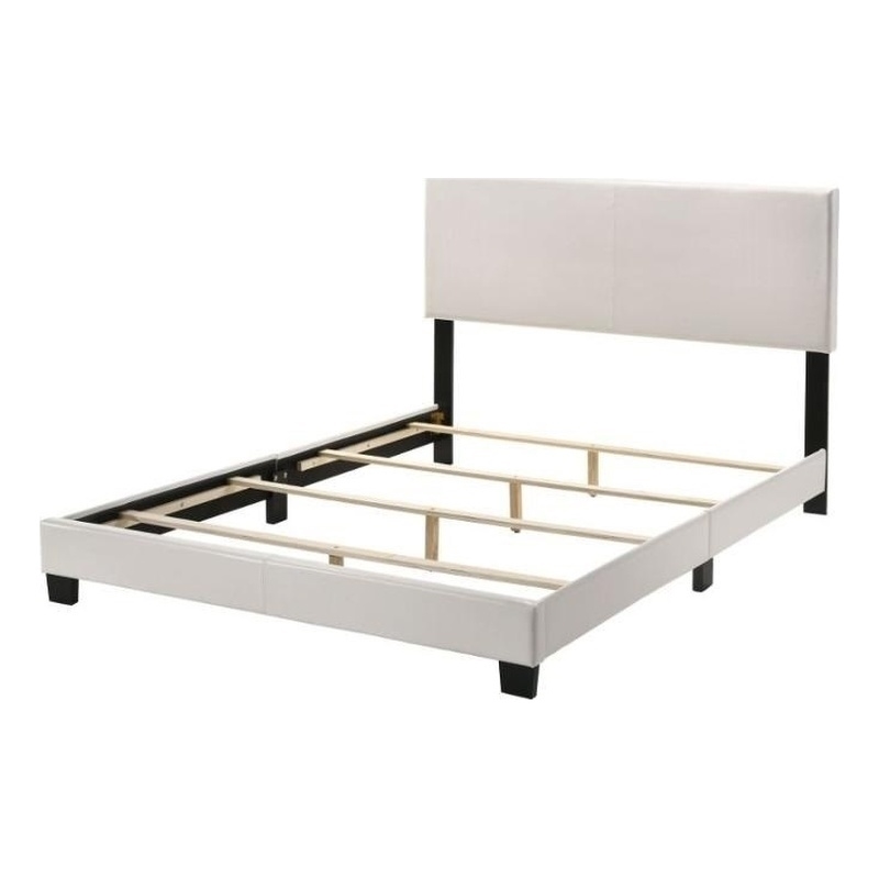 ACME Lien Faux Leather Upholstered Queen Panel Bed in White