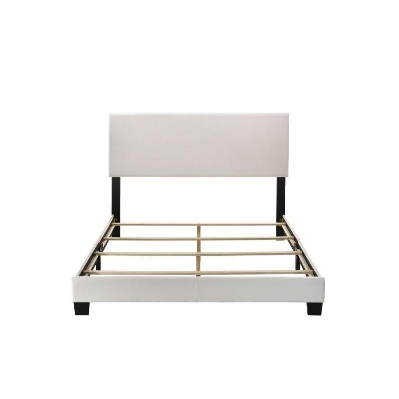 ACME Lien Faux Leather Upholstered Queen Panel Bed in White