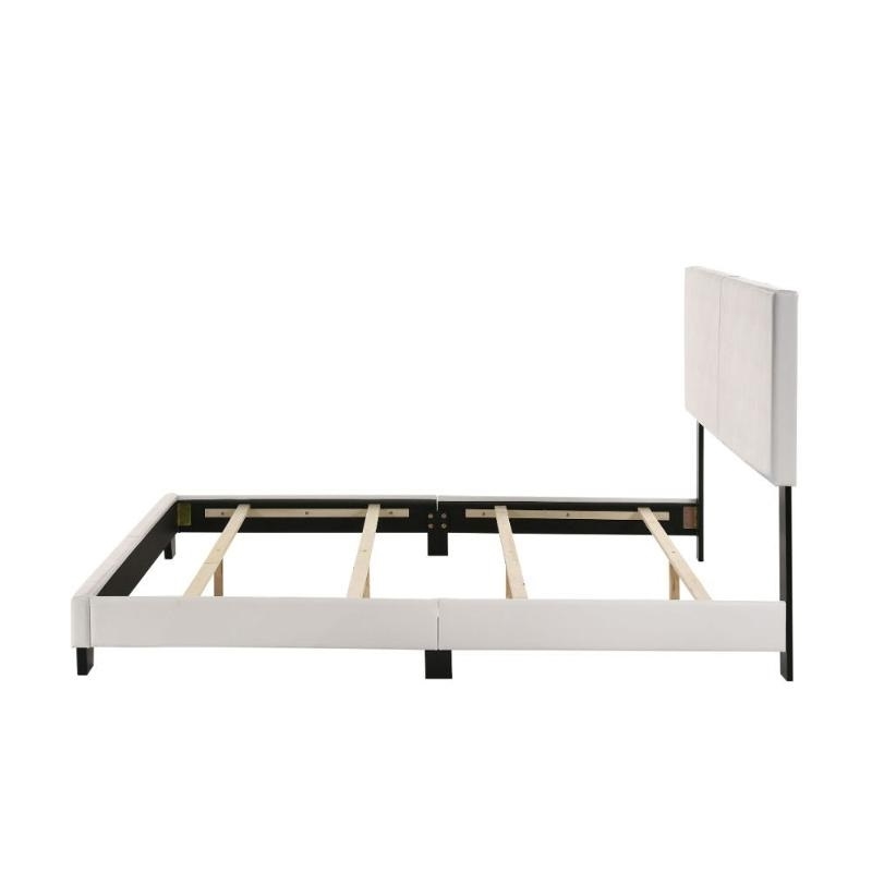 ACME Lien Faux Leather Upholstered Queen Panel Bed in White