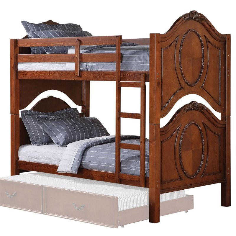 Acme Classique Twin Over Bunk Bed In Cherry 37005