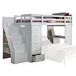 ACME Freya Solid Wood Storage Loft Bed with Bookshelf Ladder in White