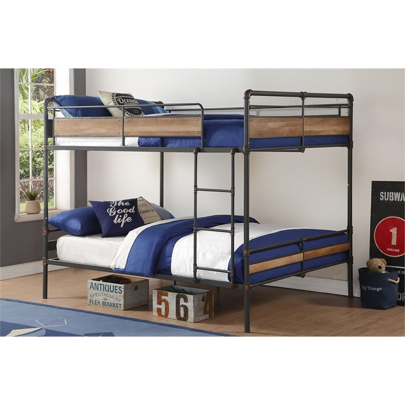 ACME Brantley II Queen over Queen Metal Bunk Bed in Sandy Black