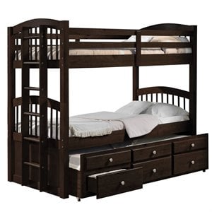 acme micah twin over twin storage bunk bed with trundle in espresso