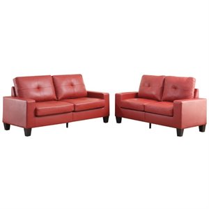 acme platinum ii tufted fabric back sofa and loveseat in red pu