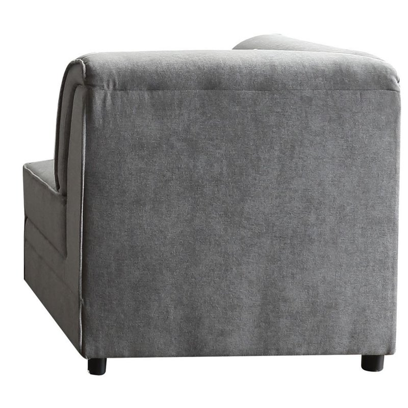 ACME Bois Velvet Upholstered Wedge with Pillow in Gray