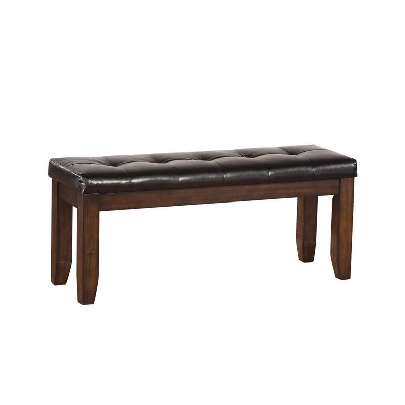 ACME Urban Faux Leather Tufted Dining Bench in Black and Espresso