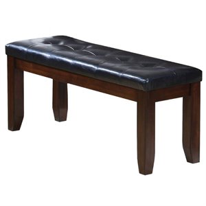 acme urban faux leather tufted dining bench in black and espresso