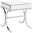 ACME Yuri Square Mirror Top Metal Tube End Table in Chrome
