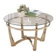 ACME Orlando II Round Glass Top Coffee Table in Champagne and Espresso