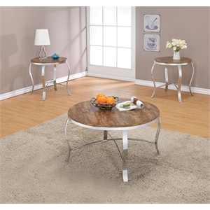 acme malai 2 piece coffee table set in dark oak and chrome