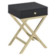 ACME Coleen 1-Drawer Metal Tube End Table in Black and Brass