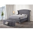 ACME Rebekah Fabric Tufted Upholstered Bench with Storage in Gray