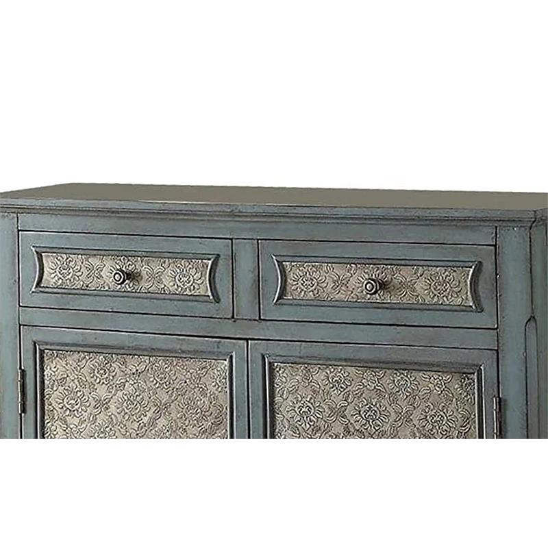 ACME Winchell 2 Drawers Wooden Console Table with 2 Doors in Antique Blue