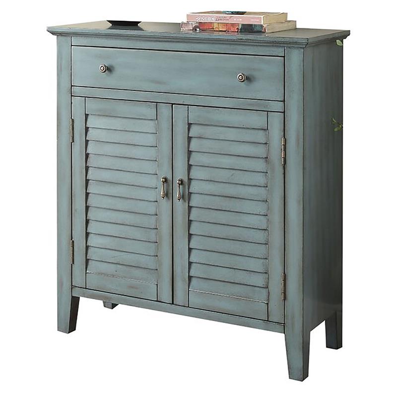 ACME Winchell 1 Drawer Wooden Console Table with 2 Doors in Antique Blue