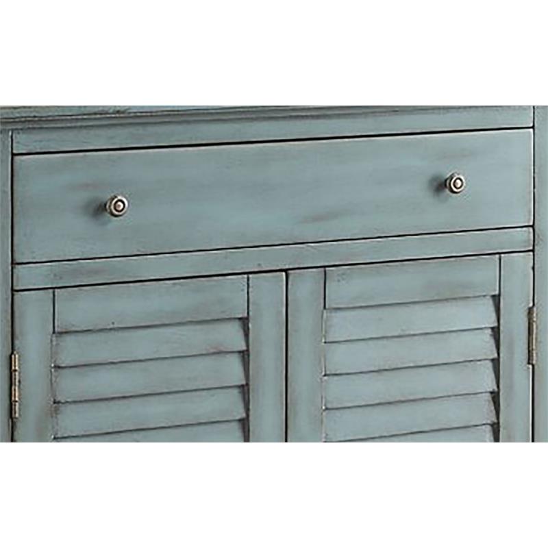 ACME Winchell 1 Drawer Wooden Console Table with 2 Doors in Antique Blue