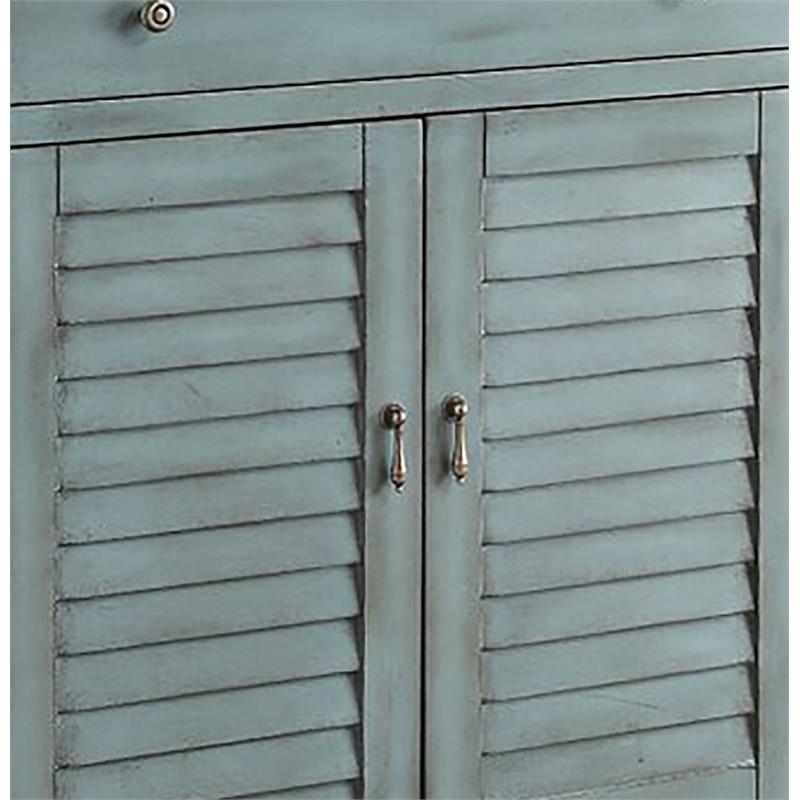 ACME Winchell 1 Drawer Wooden Console Table with 2 Doors in Antique Blue