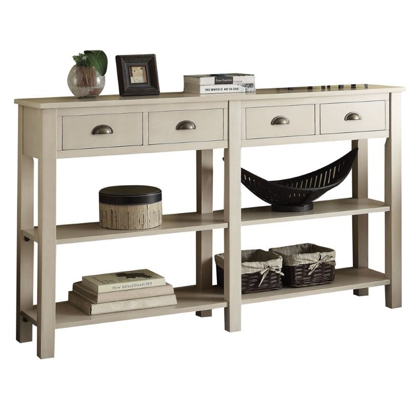 cream console table with drawers