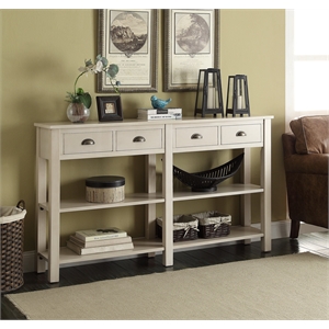 ACME Galileo 4 Drawers Wooden Console Table with 2 Shelves in Cream