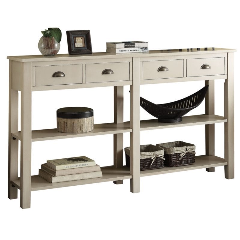 Acme Galileo 4 Drawers Wooden Console, Console Table Drawers Shelf