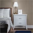 ACME Babb Wooden Rectangular Nightstand with 2 Drawers and Tapered Legs in White