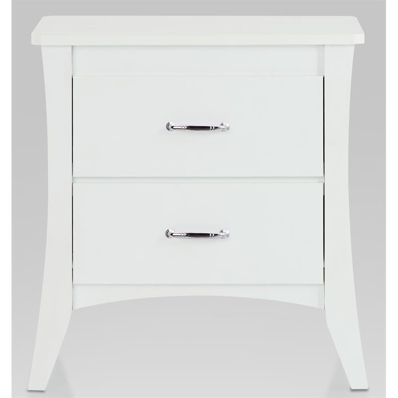ACME Babb Wooden Rectangular Nightstand with 2 Drawers and Tapered Legs in White