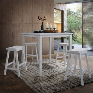acme gaucho 5 piece counter height dining set in white