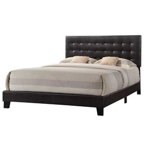acme masate faux leather upholstered queen panel bed in espresso