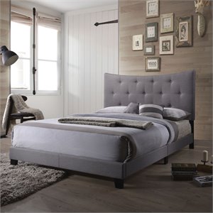 ACME Venacha Tufted Upholstered Queen Panel Bed in Gray Fabric