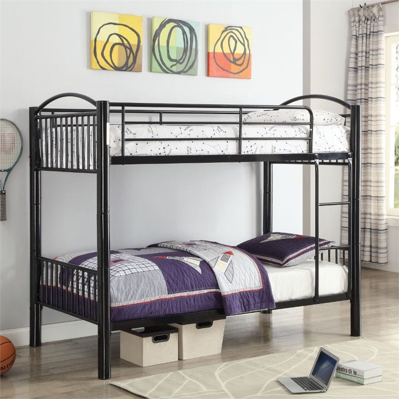 Acme Cayelynn Twin Over Metal Bunk Bed In Black 37385bk