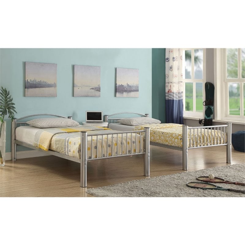 ACME Cayelynn Twin over Twin Bunk Bed in Silver