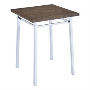 acme nadie wood and metal square pub table in oak and chrome
